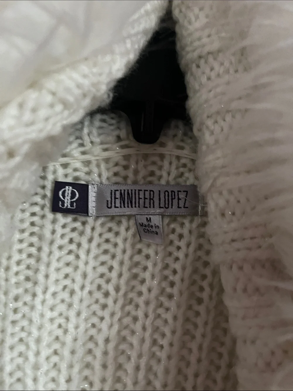 Jennifer Lopez Cream Open Front Faux-Fur Collar Cardigan Size M